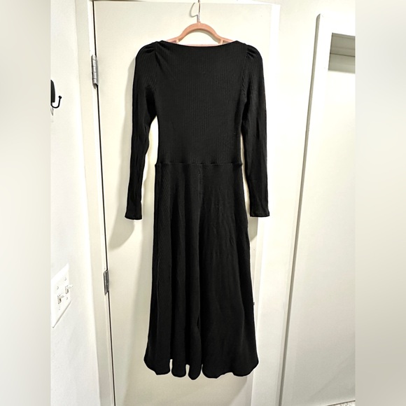 Reformation Banks Black Knit Ribbed Long Sleeve Midi Dress Size M - Picture 11 of 11